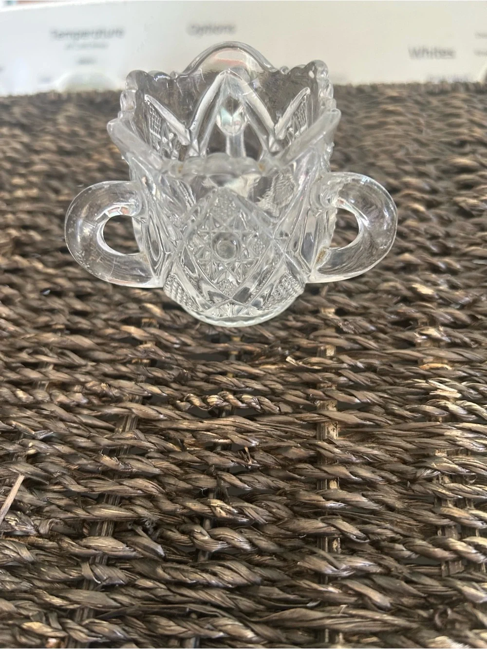 Clear Cut Glass toothpick holder with Handles